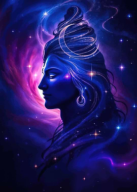 Lord Shiva in Cosmic Nebula