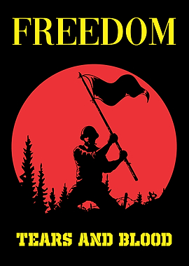 Soldier with Flag and Red Sun