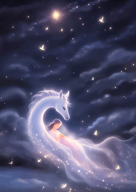 Dreamy Celestial Horse and Girl