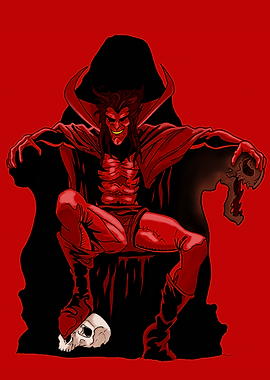 Demonic King on Throne with Skull
