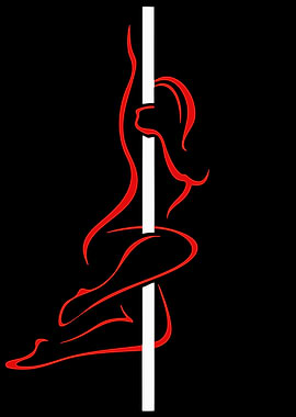 Red Silhouette of a Woman on a Pole