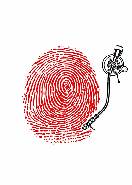 Red Fingerprint Record Player