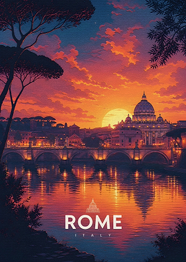 Rome Cityscape at Sunset