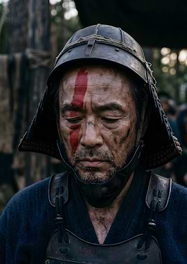 Samurai Warrior with Red Markings