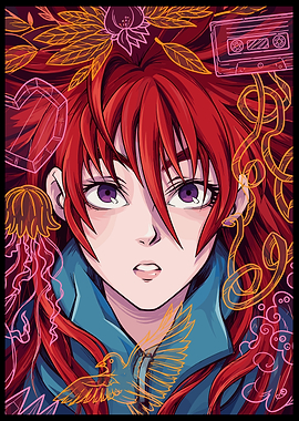 Girl with Red Hair and Purple Eyes