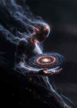 Cosmic Being Holding a Galaxy
