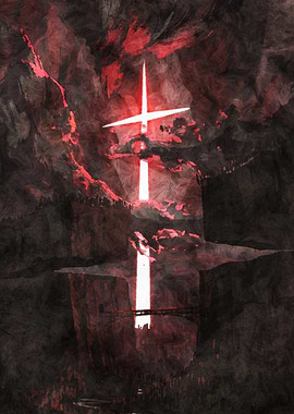 Dark Fantasy Cross in Cave Falls