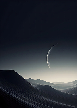 Alien Landscape with Crescent Moon