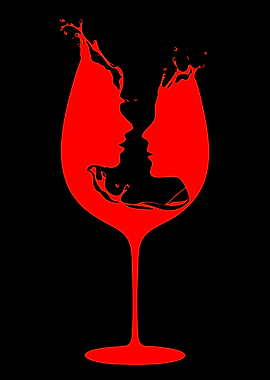 Couple in Wine Glass Silhouette