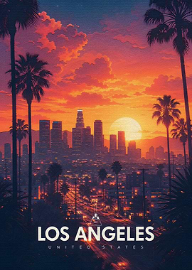 Los Angeles Sunset Cityscape