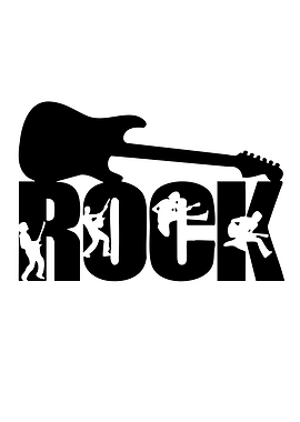 Rock music guitar and text art