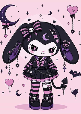 Gothic Kuromi Character Art