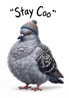 Pigeon Wearing a Beanie - Stay Coo