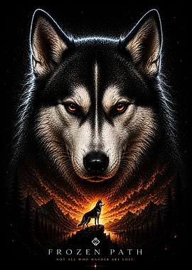 Wolf in Fiery Landscape