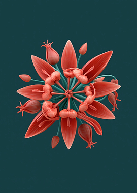 Abstract Coral Flower Design
