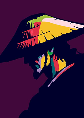 Samurai Warrior in Pop Art Style