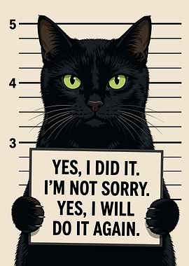 Mugshot of a Black Cat
