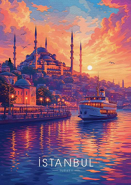 Istanbul Cityscape at Sunset