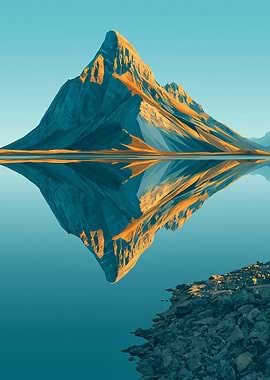 Mountain Reflection in Calm Water