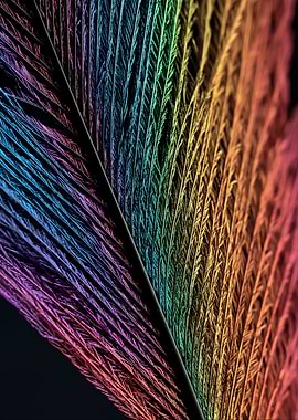 Macro Feather with Rainbow Colors