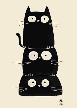 Stack of Black Cats