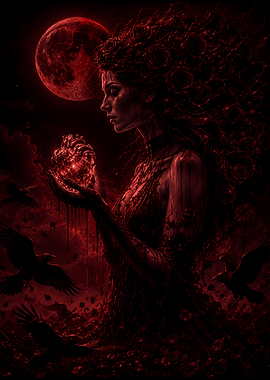 Gothic Woman Holding a Heart