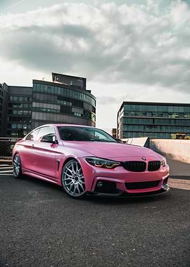 Pink BMW Coupe in Urban Setting