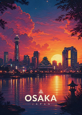 Osaka Cityscape at Sunset