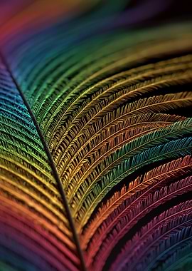 Rainbow Peacock Feather Macro