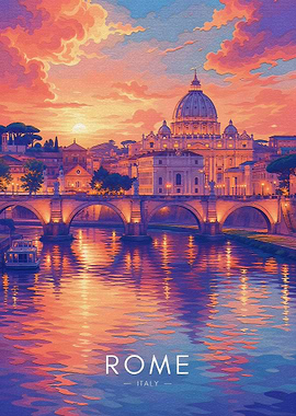 Rome cityscape at sunset