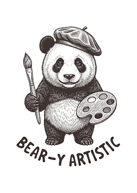 Panda Artist with Paintbrush and Palette