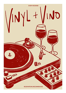 Vinyl and Vino Poster