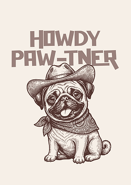 Howdy Paw-tner Pug in Cowboy Hat