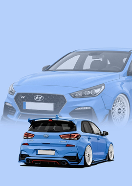Blue Hyundai i30 N hatchback concept