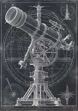 Vintage Telescope Blueprint