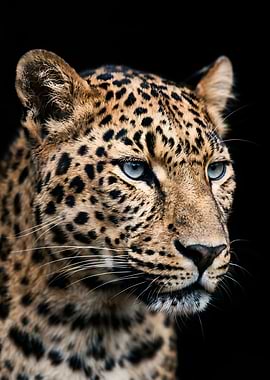 Leopard with striking blue eyes