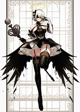 2B Angelic Black Wings