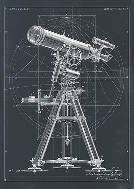 Vintage Telescope Blueprint