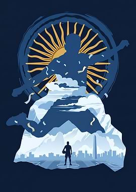 Basketball Player Silhouette with Cityscape
