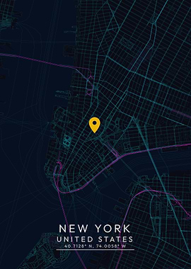 New York City Map with Pin