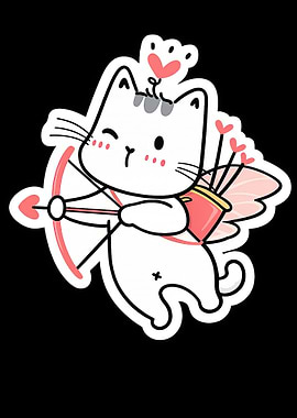 Cupid Cat with Bow and Arrows