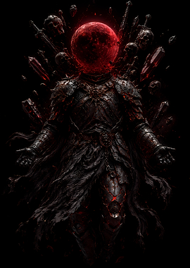 Dark Knight with Red Moon Head