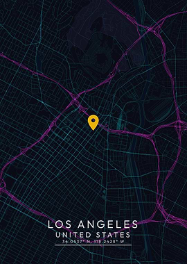 Los Angeles Map with Pin