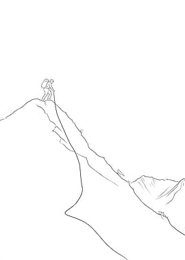 Mountaineer on a mountain ridge