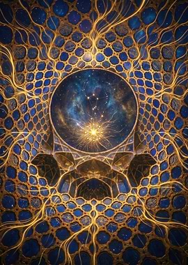 Cosmic Mandala with Golden Ornate Details