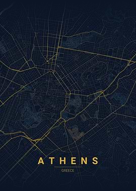 Athens Greece Map Poster