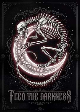 Skeleton on Crescent Moon