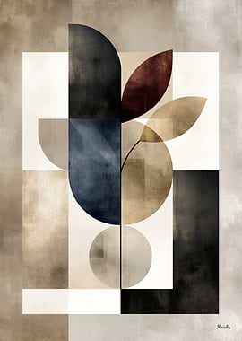 Japandi Botanical Geometry No. 23 – Quiet Luxury Zen Wall Art