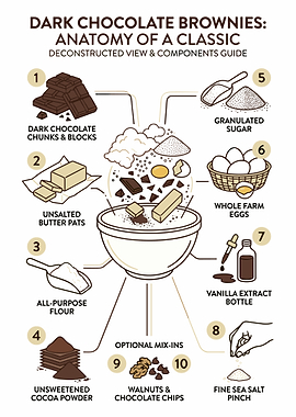Classic Dark Chocolate Brownies Ingredients Poster Kitchen Baking Wall Art