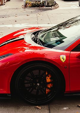 Red Ferrari sports car detail